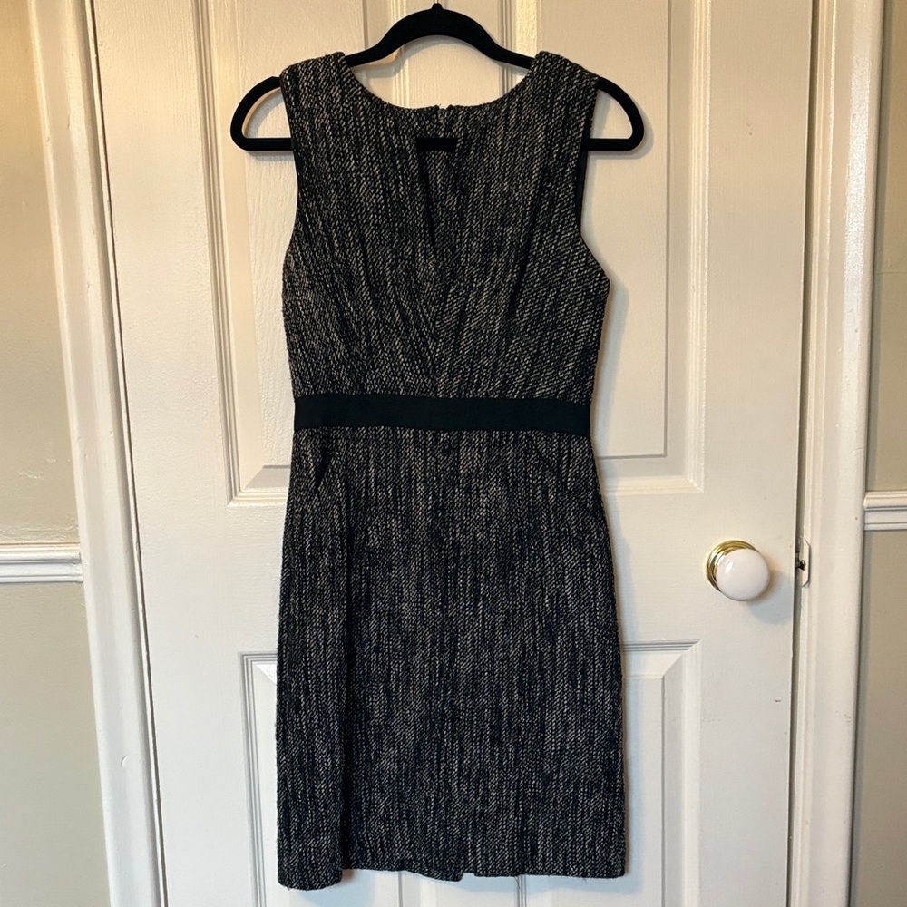 Milly of New York Black and Gray Textured Midi Dress